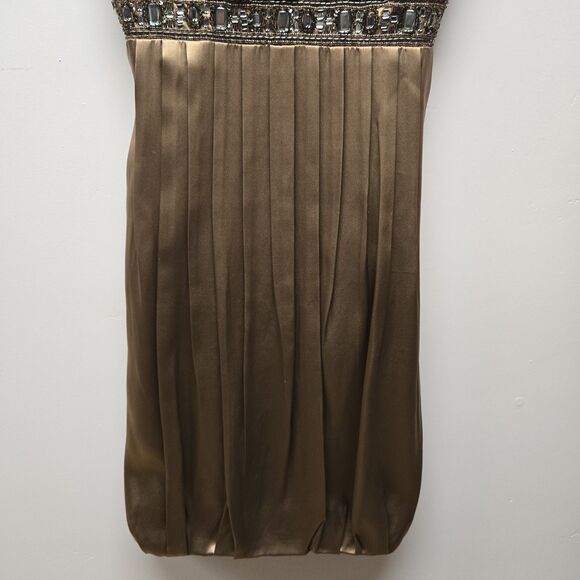 Sue Wong Dress Womens 4 Brown Silk Sleeveless Sequin Bead Nocturne Cocktail Deco - Picture 4 of 13